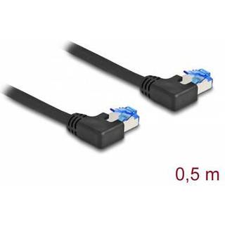 Delock RJ45 netværkskabel Cat.6A S/FTP venstrevinklet 0,5 m – Sort