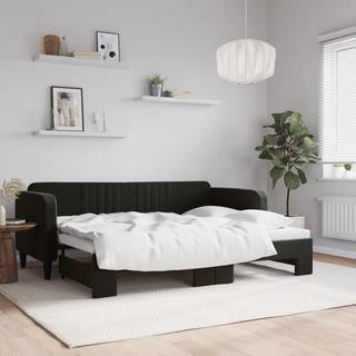 daybed med udtræk 80x200 cm velour sort