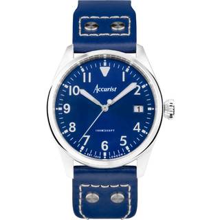Accurist 76001 Aviation Blue Leather Strap Watch - W19182