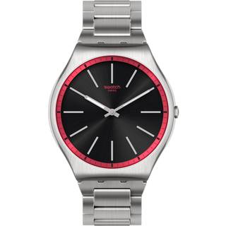 Swatch Red Graphite Quartz Bracelet Black Dial Unisex Watch SS07S129G