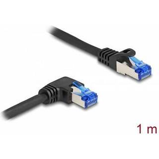 Delock RJ45 netværkskabel Cat.6A, lige/vinklet højre, 1 m – sort