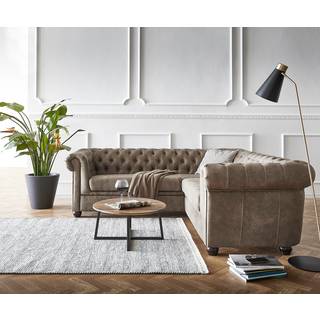 Ecksofa Chesterfield 209x200 cm Taupe Abgesteppt