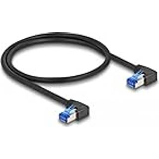 Delock RJ45 netværkskabel Cat.6A S/FTP, vinklet højre, 0,5 m - sort