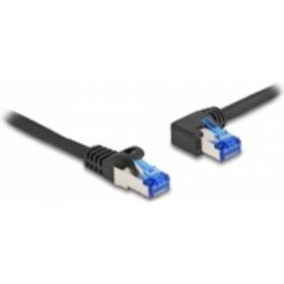 Delock RJ45 netværkskabel Cat.6A, lige/vinklet venstre, 1 m – sort
