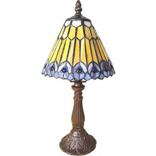 5LL-6110 bordlampe, tiffanystil, brun