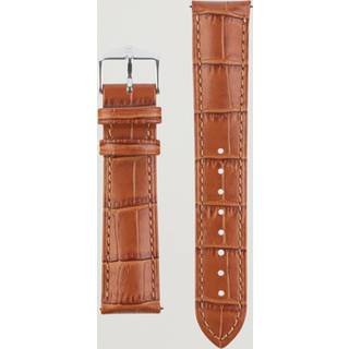 HIRSCH Duke Embossed Leather Watch Strap Honey Brown