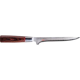Suncraft Senzo Classic Ausbeinmesser 17 cm - Damaststahl - Griff Pakkaholz - Braun,Rot,Silber
