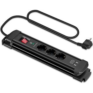 Andersson Strømfordeler 3x stik og 2x USB 1,5m (sort)