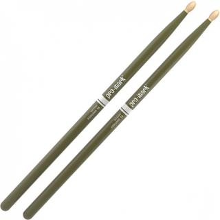 Promark Classic Forward 5b Painted Green Hickory Drumsticks Oval Wood Tip Et par