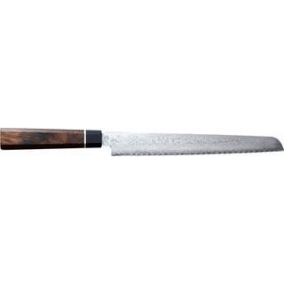 Suncraft Senzo Black Brotmesser 22 cm - Damaststahl - Griff Pakkaholz - Weiß,Braun,Schwarz,Silber
