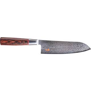 Suncraft Senzo Classic Santoku 16,7 cm - Damaststahl - Griff Pakkaholz - Braun,Rot,Silber