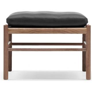 Carl Hansen - OW149F - Colonial Footstool, Oljad Valnöt, Lädergrupp B Thor - 301 - Fodskamler - Ole Wanscher - Sort - Læder/Træ