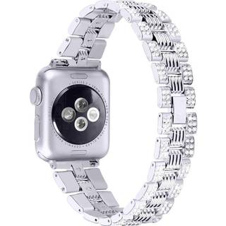 Apple Watch (42/44/SE/45/46/49mm) Metal Urrem m. Rhinsten - Sølv