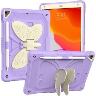 iPad 10.2" (2021 / 2020 / 2019) Butterfly Kickstand Børne Cover - Lilla & Grå