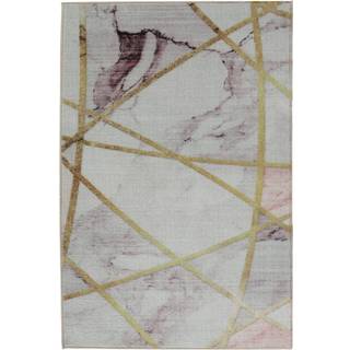 Gulvtæppe - Stort gulvtæppe 200x300 cm - Løs tæppe med skridsikker bagside - Hvidt tæppe med marmor effekt - Blødt tæppe fra Nordstrand Home Agnes