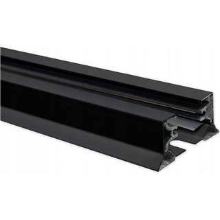 1 meter skinne til skinnespots - Sort, 1-faset, komplet med tilslutning og endeprop - Farve : Sort