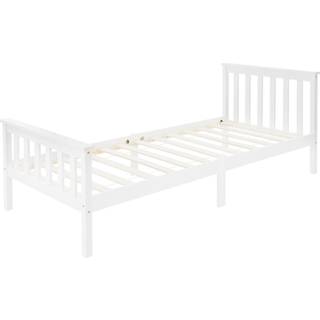 Sengestel med lamelramme 90x200 cm hvidt fyrretræ ML-Design