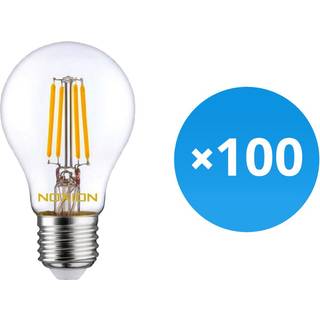 Fordelspakke 100x Noxion Lucent LED E27 Pære Filament Klar 4.5W 470lm - 822-827 Dim To Warm | Dæmpbar - Erstatter 40W