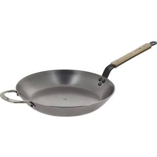 de Buyer Mineral B Bois Pfanne 32 cm - Eisen mit Bienenwachsbeschichtung - Bandstahlgriff mit Holzgriffschalen - Braun,Silber