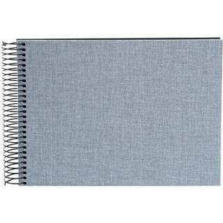 Spiralalbum 24x17cm Leinen 40 schwarze Seiten - Blaugrau