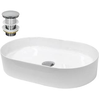 ECD Germany keramisk håndvask 605 x 380 x 125 mm - oval - hvid
