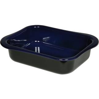 Riess Classic Schwarz-Blau Wavehandle Bratpfanne 36x26,5 cm - Emaille - Blau,Schwarz
