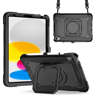 iPad 11" (2025) / iPad 10.9" (2024/2022) Silikone Cover m. 360 Graders Fod & Bærestrop - Sort