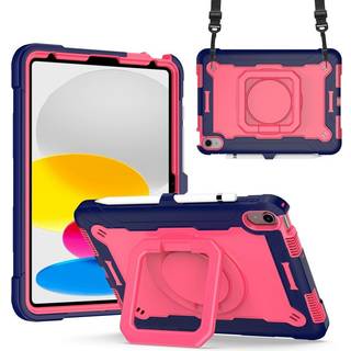 iPad 11" (2025) / iPad 10.9" (2024/2022) Tough Silikone Cover m. 360 Graders Fod & Bærestrop - Pink / Blå