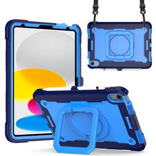 iPad 11" (2025) / iPad 10.9" (2024/2022) Tough Silikone Cover m. 360 Graders Fod & Bærestrop - Blå