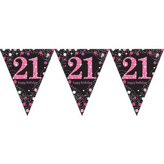 Vimpelguirlande 21 år Pink Sparkling
