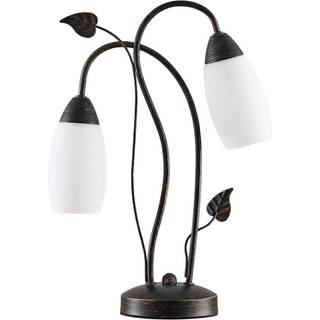 Lindby bordlampe Stefania, sort/guld, glas, E14, 40 cm