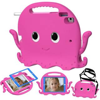 iPad (2018) / iPad (2017) / iPad Air 2 / iPad Pro 9.7" Børnecover m. Skulderstrop - Blæksprutte Tema - Pink