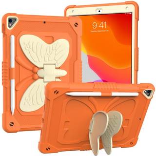 iPad 10.2" (2021 / 2020 / 2019) Butterfly Kickstand Børne Cover - Orange & Grå