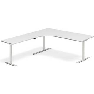 Office hæve-sænkebord 200x220cm i lys grå med alugråt stel venstrevendt