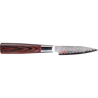 Suncraft Senzo Classic Officemesser 8 cm - Damaststahl - Griff Pakkaholz - Braun,Rot,Silber