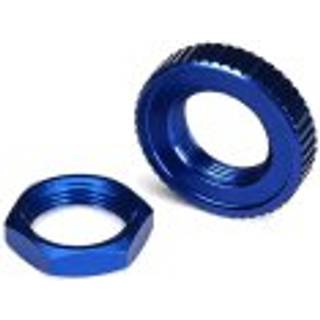 Traxxas - TRX8345 - Servo saver nuts, aluminum, blue-anodized (hex (1), serrated (1))
