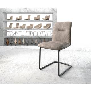 Freischwinger Vinjo-Flex Mikrofaser Taupe Vintage Freischwinger rund Schwarz - Taupe, Schwarz