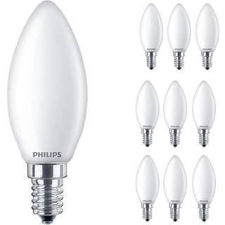 Fordelspakke 10x Philips Corepro LED Kerte E14 matt 4.3W 470lm - 827 ekstra varm hvid | erstatter 40W