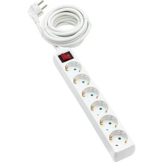 Luxorparts Stikdåse med afbryder 6-vejs - Hvid - 5m