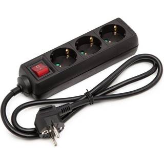 Luxorparts Stikdåse med afbryder 3-vejs - Sort - 1m