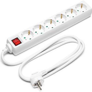 Luxorparts Stikdåse med afbryder 6-vejs - Hvid - 1,4m