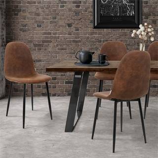 ML-Design 4 spisebordsstole med ryglæn, brun med metalben