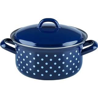 Riess Country Dirndl Kasserolle 16 cm / 1,0 L - Emaille - Weiß,Blau