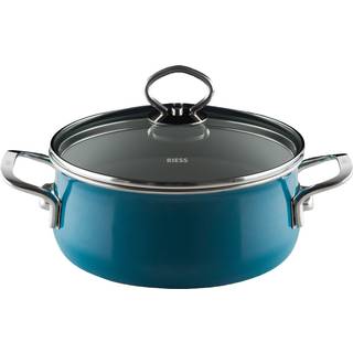 Riess Nouvelle Aquamarin extra stark Kasserolle 24 cm / 4,0 L - Emaille - Blau