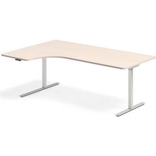 Office hæve-sænkebord 200x120cm i birk med alugråt stel venstrevendt