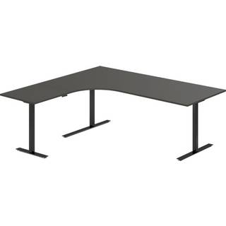 Office hæve-sænkebord 200x180cm i antracit med sort stel venstrevendt