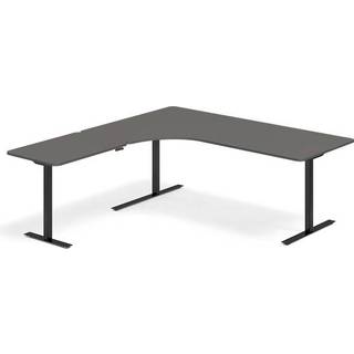 Office hæve-sænkebord 200x200cm i antracit med sort stel venstrevendt