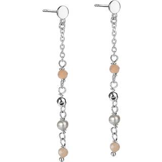 NEW ALBA, Ørestikker i sterling sølv med mønter, rosa & grå perler.