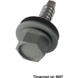 Borskrue 4,8x19-25 mm. 250 stk. - Mørk Silver