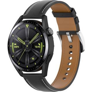 Universal Smartwatch Læder Rem m. Spænde 22mm - Sort